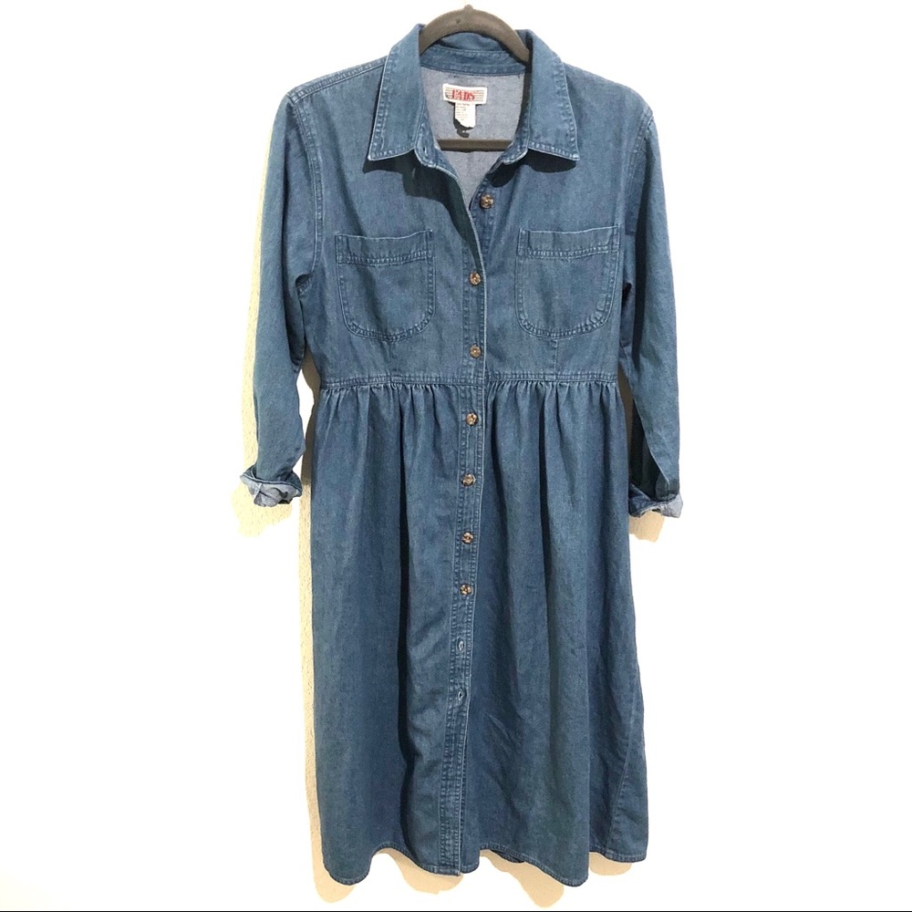 Vintage Midi Button Front Jean Dress (size 12p) - Picture 5 of 7